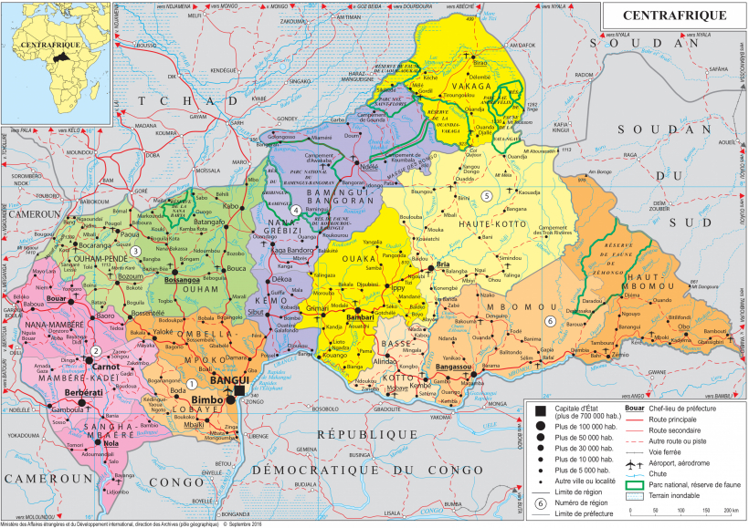 Central African Countries Map Geopolitical map of Central African Republic, Central African Republic