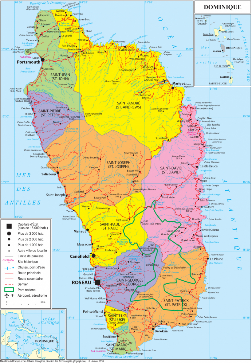 Geopolitical map of Dominica, Dominica maps Worldmaps.info