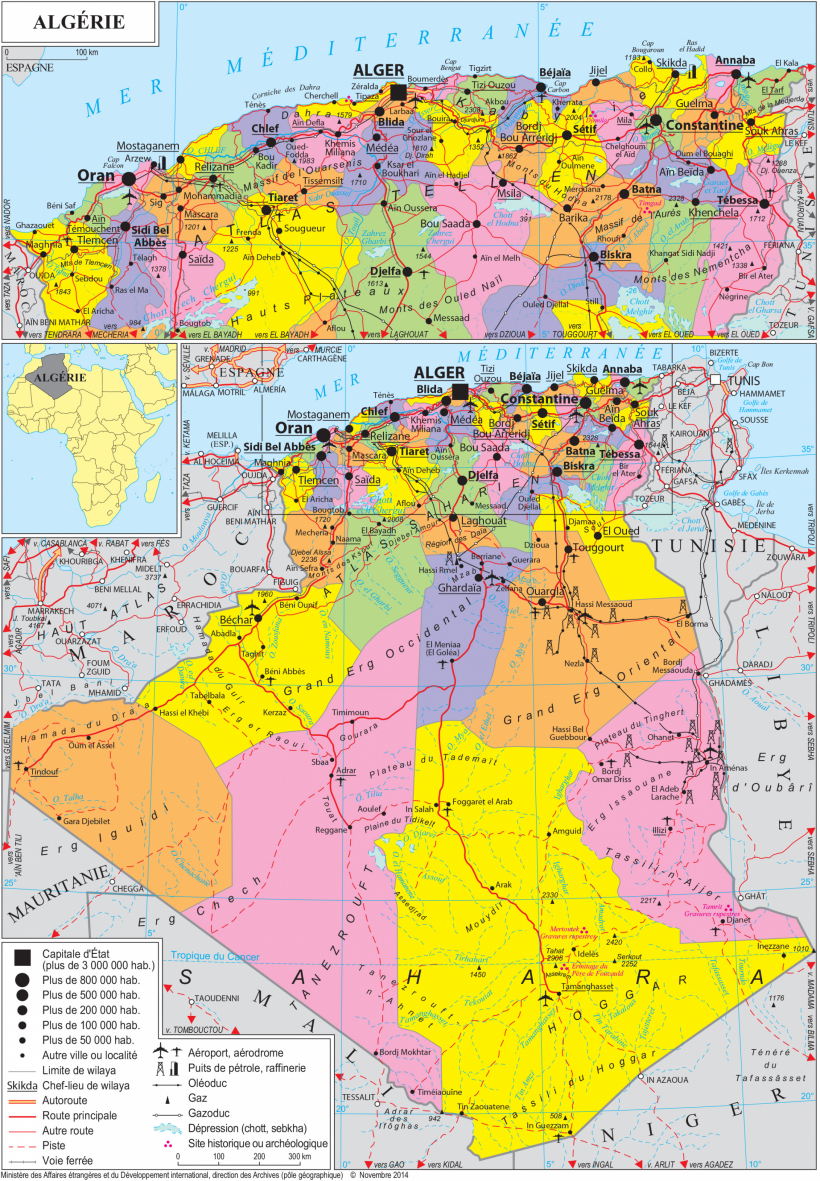 Algeria Inlaid On A Map Of Us Geopolitical map of Algeria, Algeria maps Worldmaps.info