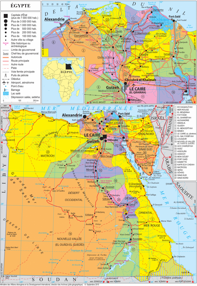 Geopolitical map of Egypt, Egypt maps Worldmaps.info