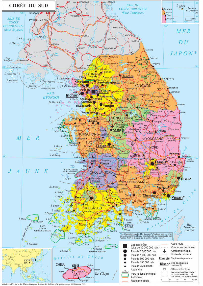 Geopolitical map of South Korea, South Korea maps Worldmaps.info