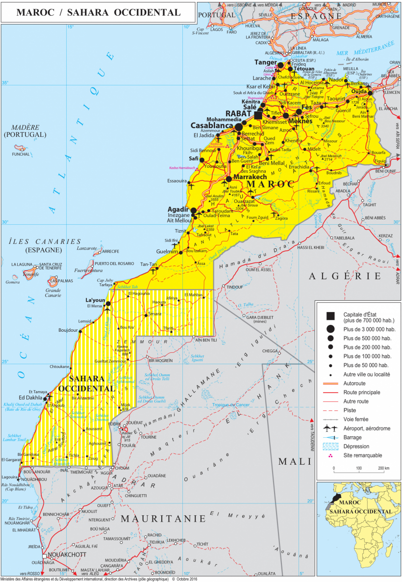 Geografische Kaart Frankrijk Marokko Geopolitical map of Morocco, Morocco maps Worldmaps.info