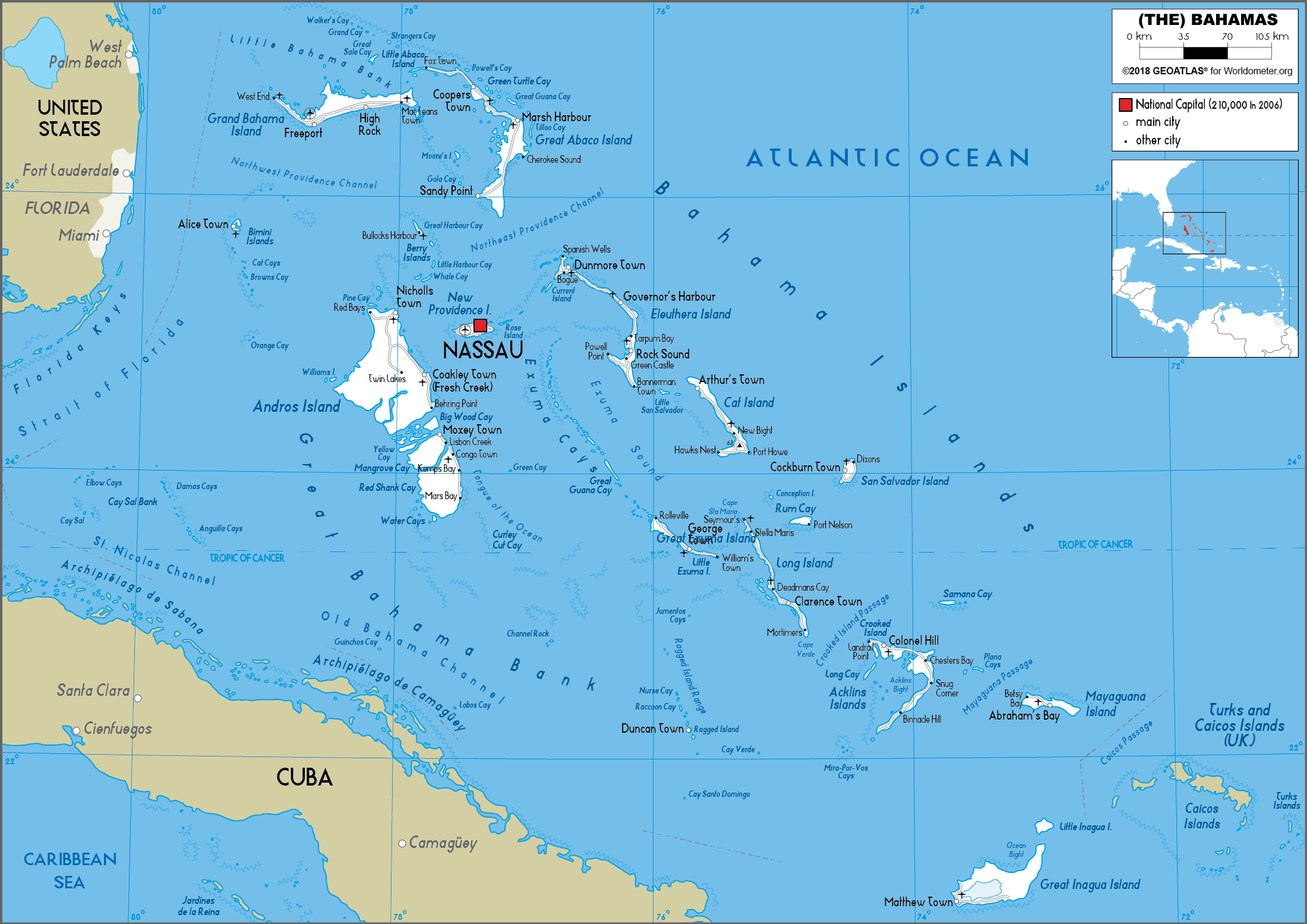 Map of Nassau, The Bahamas 24timezones.com