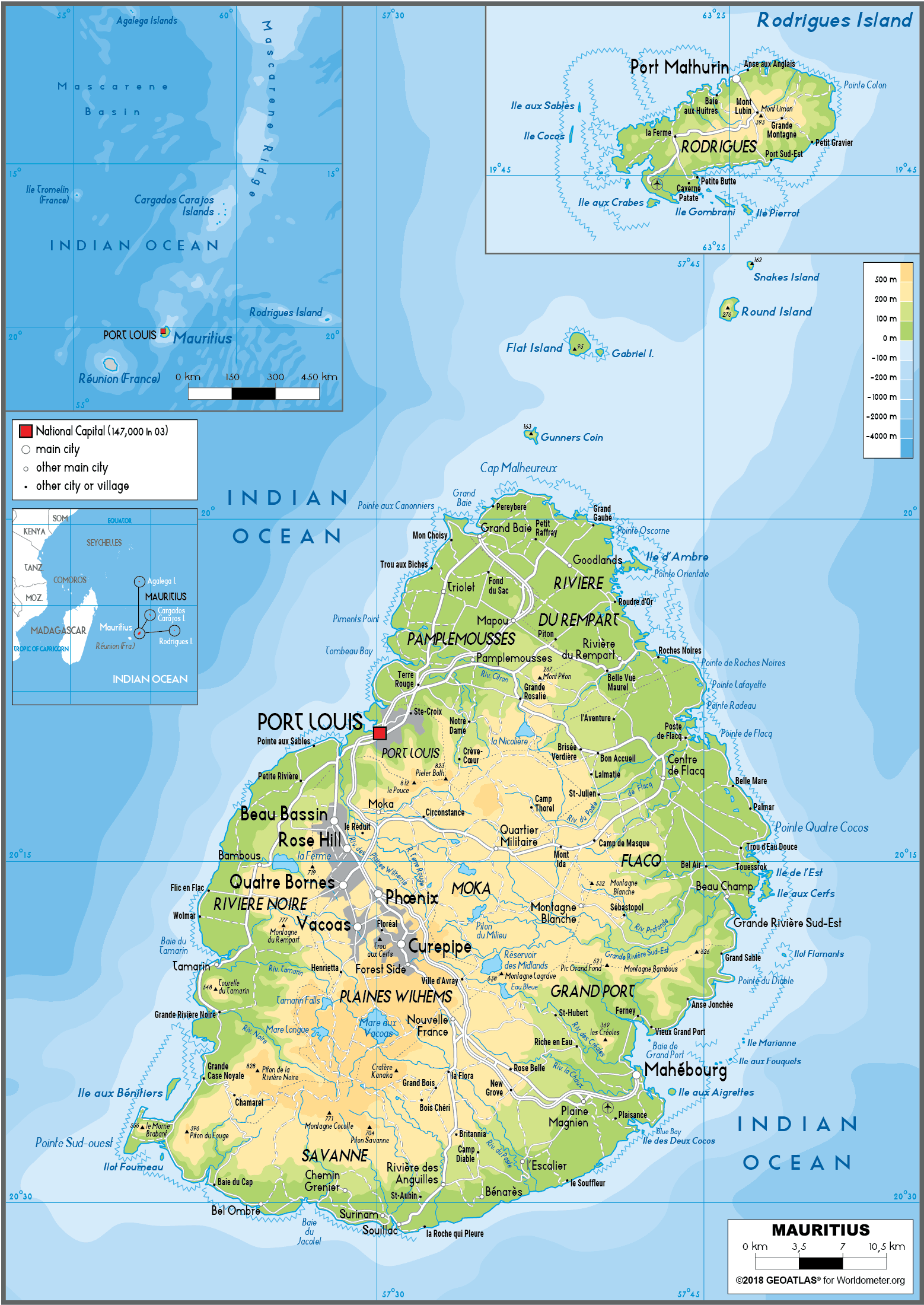 Mauritius Map World Atlas Mauritius Map (Physical) Worldometer