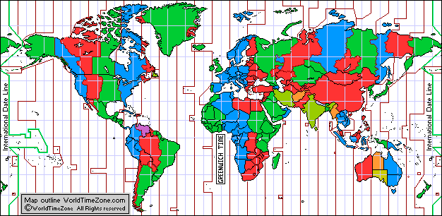 World Map Over Time Time Zones of the World map of Standard time zone