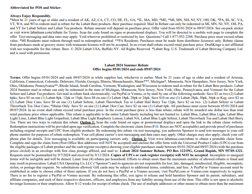 Labatt Blue Mail In Rebate Form World Wide Rebates