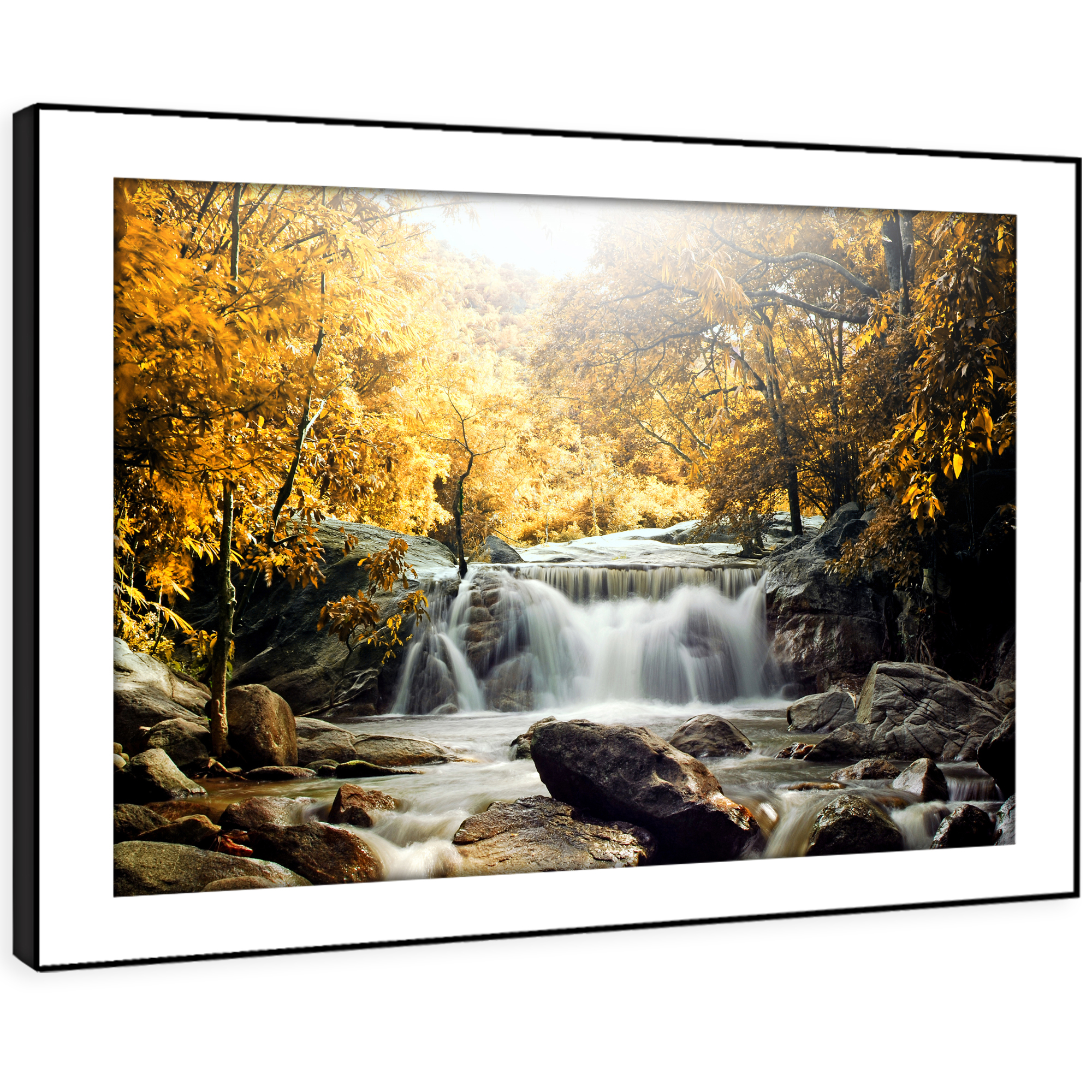 SC438 Yellow Forest Waterfall Cool Nature Framed Wall Art Large Picture Prints eBay