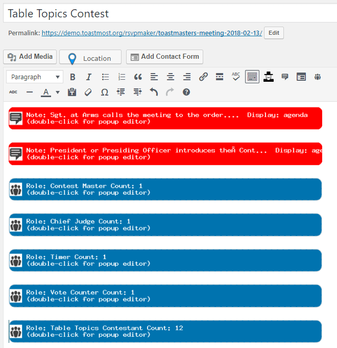 Sample Contest Agendas International Speech and Table Topics