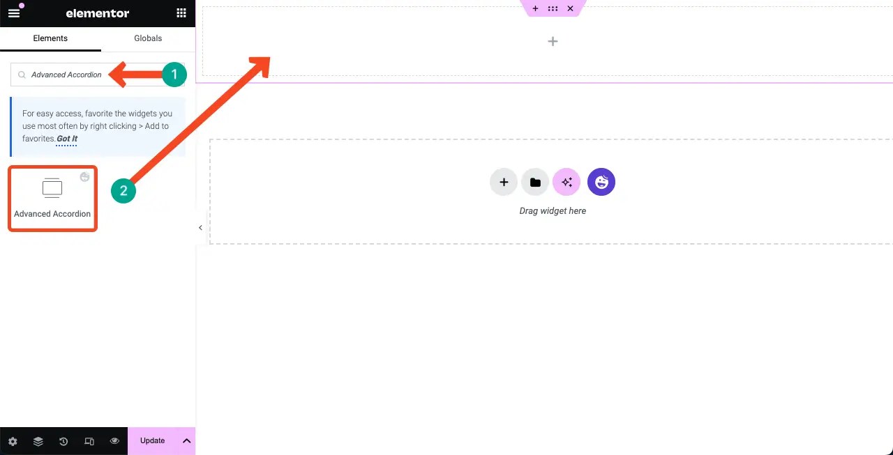 วิธีใช้วิดเจ็ต Elementor Advanced Accordion ของ HappyAddons WPADE
