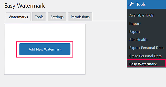 Click Add New Watermark button Click Add New Watermark button