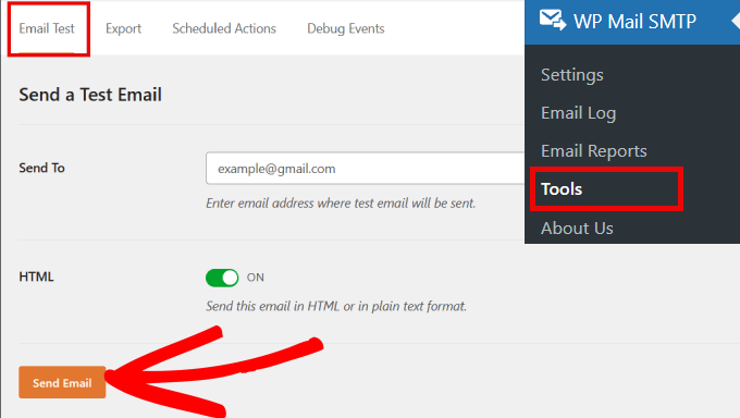 Send test email send a test email