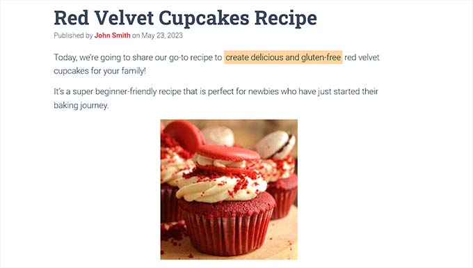 Demo of highlighting text in WordPress Demo of highlighting text in WordPress