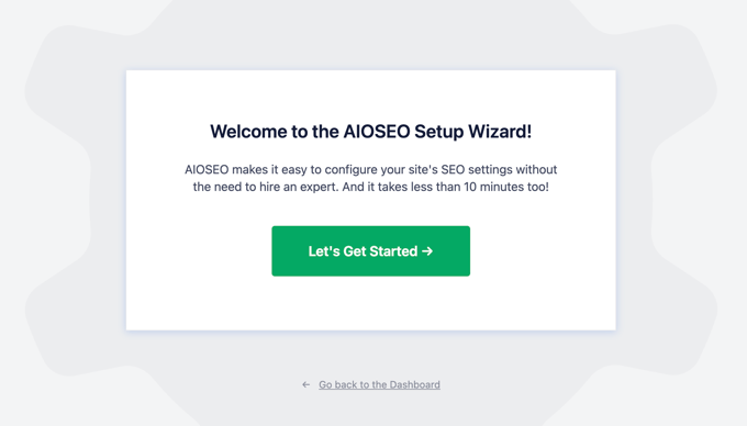 All in One SEO set up wizard AIOSEO Setup Wizard