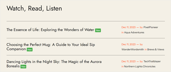 Example of the new post label made with WPCode Example of the new post label made with WPCode
