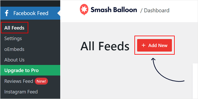 Creating a new Facebook Feed in the free Smash Balloon plugin Creating a new Facebook Feed in the free Smash Balloon plugin