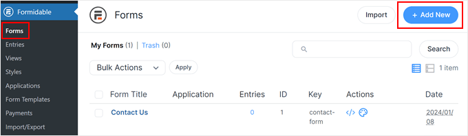 Creating a new Formidable Forms form in WordPress Creating a new Formidable Forms form in WordPress