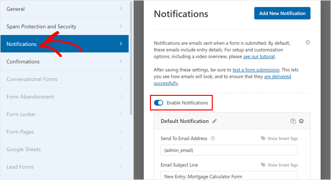 Enabling email notifications in WPForms Enabling email notifications in WPForms