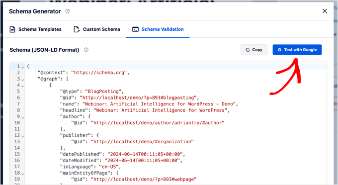 Schema Preview in AIOSEO Schema Preview in AIOSEO