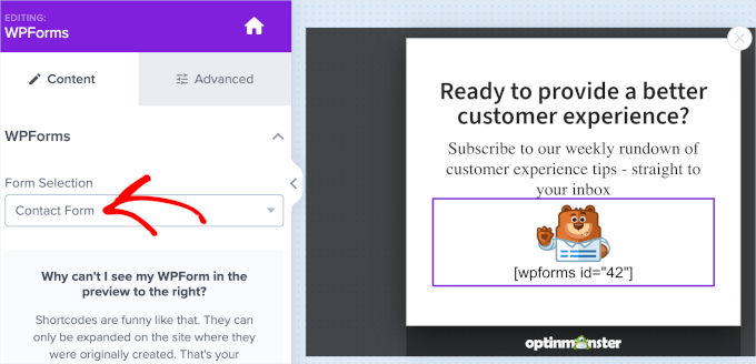 optinmonster-campaignstype-slidein-display-wpformsblock-dropdown WPForms' dropdown on OptinMonster