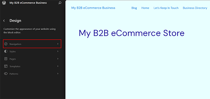 Choose the navigation option Choose the navigation option