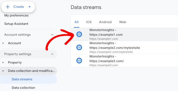 List of data streams List of data streams