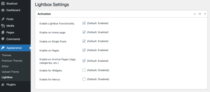 simple-lightbox-settings-page Simple Lightbox settings page