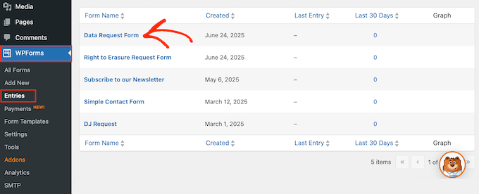 Managing data erasure requests in the WordPress dashboard Managing data erasure requests in the WordPress dashboard