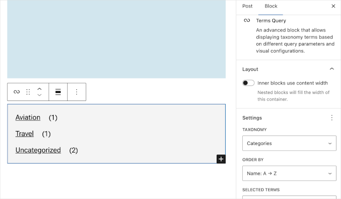 Terms query block in WordPress 6.9 Terms query block in WordPress 6.9