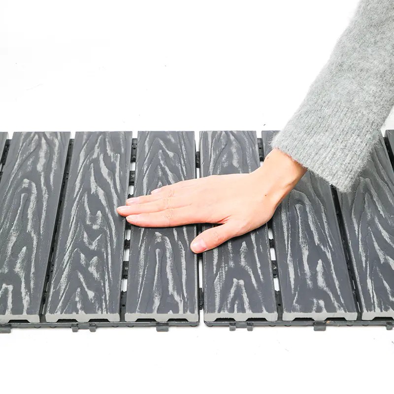 Wholesale Outdoor Flooring Balcony Gray Wood Grain WPC Interlocking