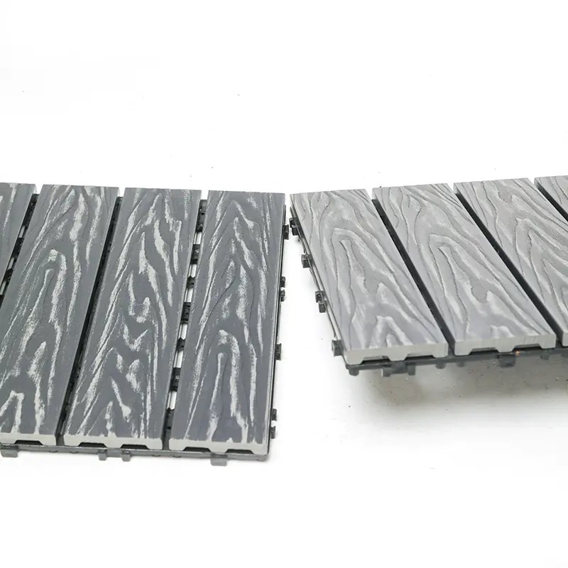 Wholesale Outdoor Flooring Balcony Gray Wood Grain WPC Interlocking