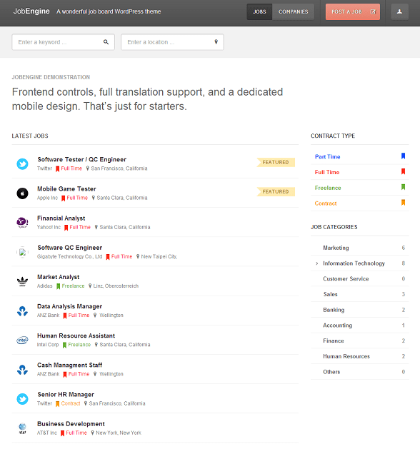 JobEngine Job Board WordPress Theme Overview