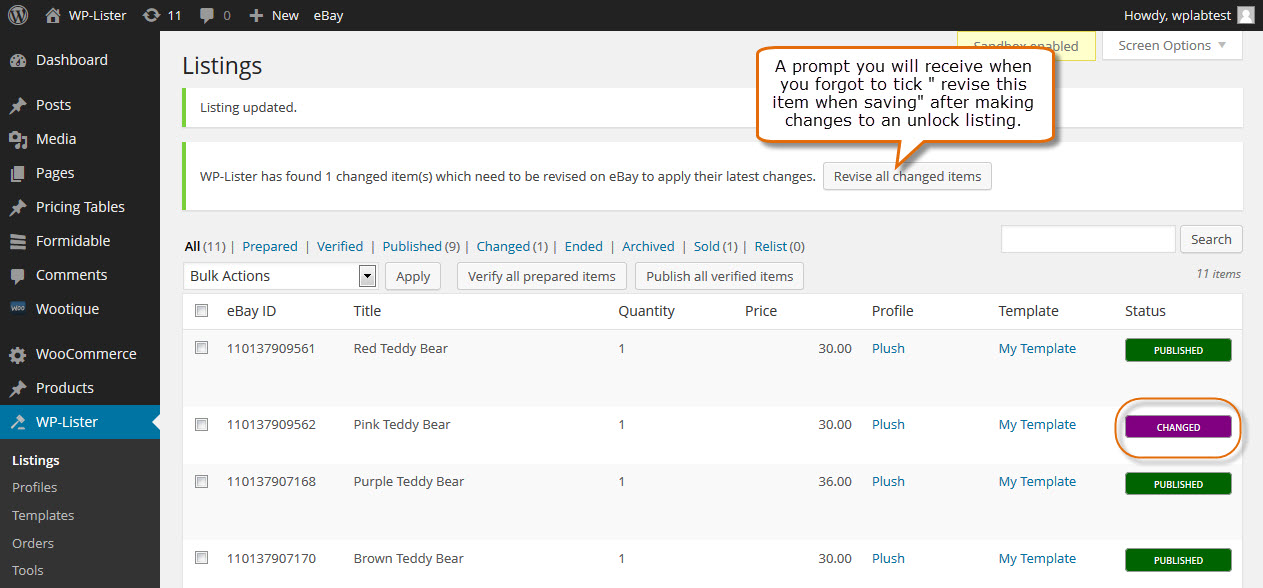 Managing eBay listings in WordPress WP Lab