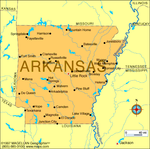 Map of Arkansas Google Map of Arkansas Road Map of Arkansas