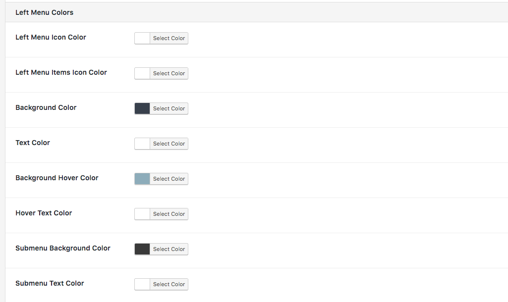 How to set the Left Menu colors? WordPress Mobile Menu WordPress Mobile Menu Plugin