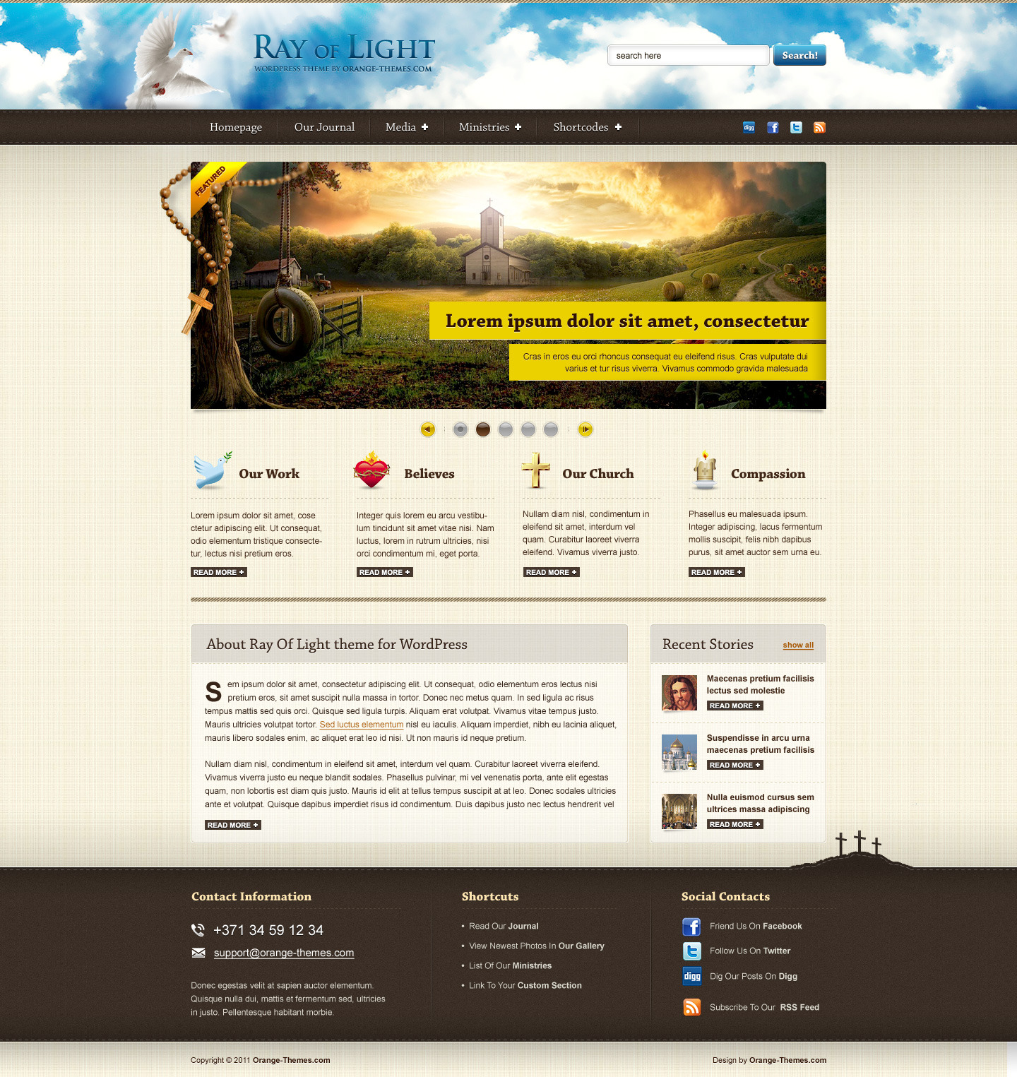 Ray of Light WordPress Theme for Religious Organizations WP Solver
