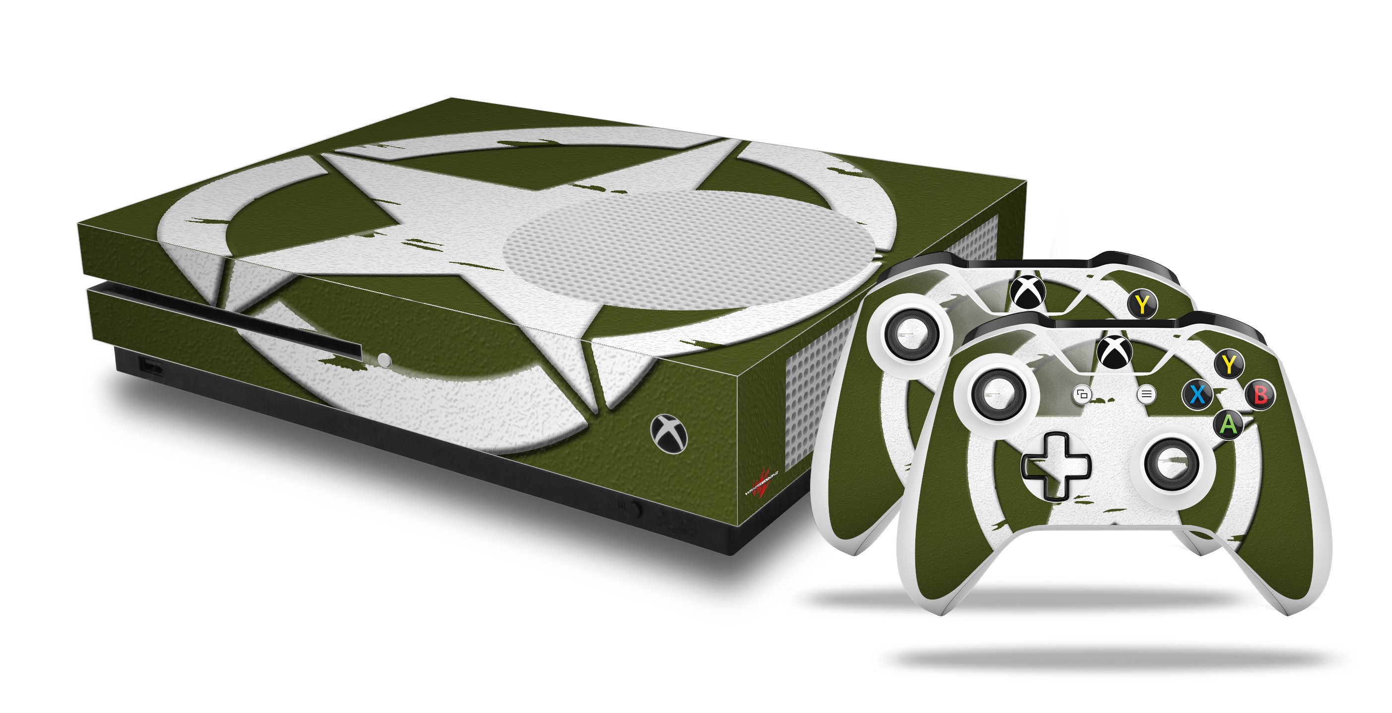 XBOX One S Console Controller Bundle Skins Distressed Army Star