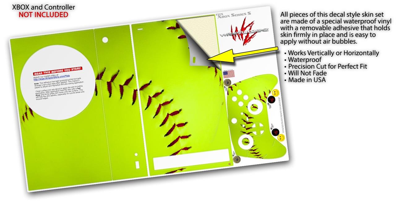 XBOX Series S Console Controller Bundle Skins Softball WraptorSkinz