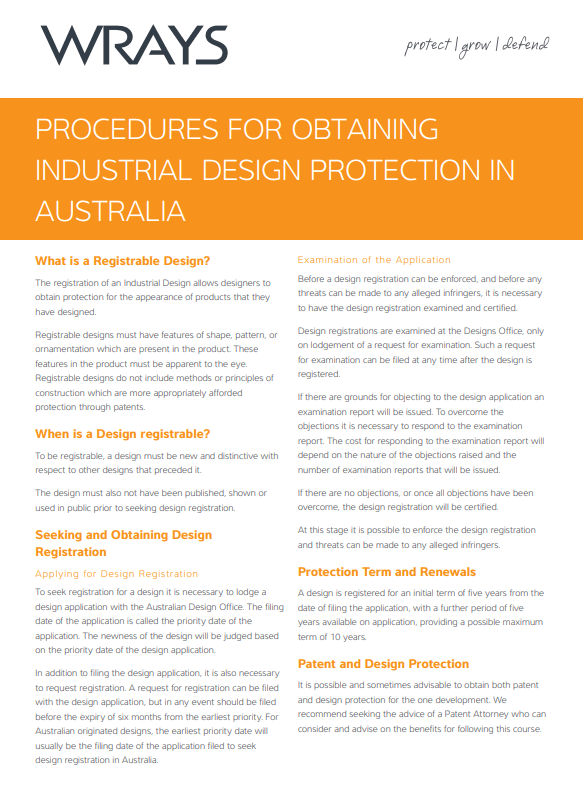 Procedures for Obtaining Industrial Design Protection in Australia