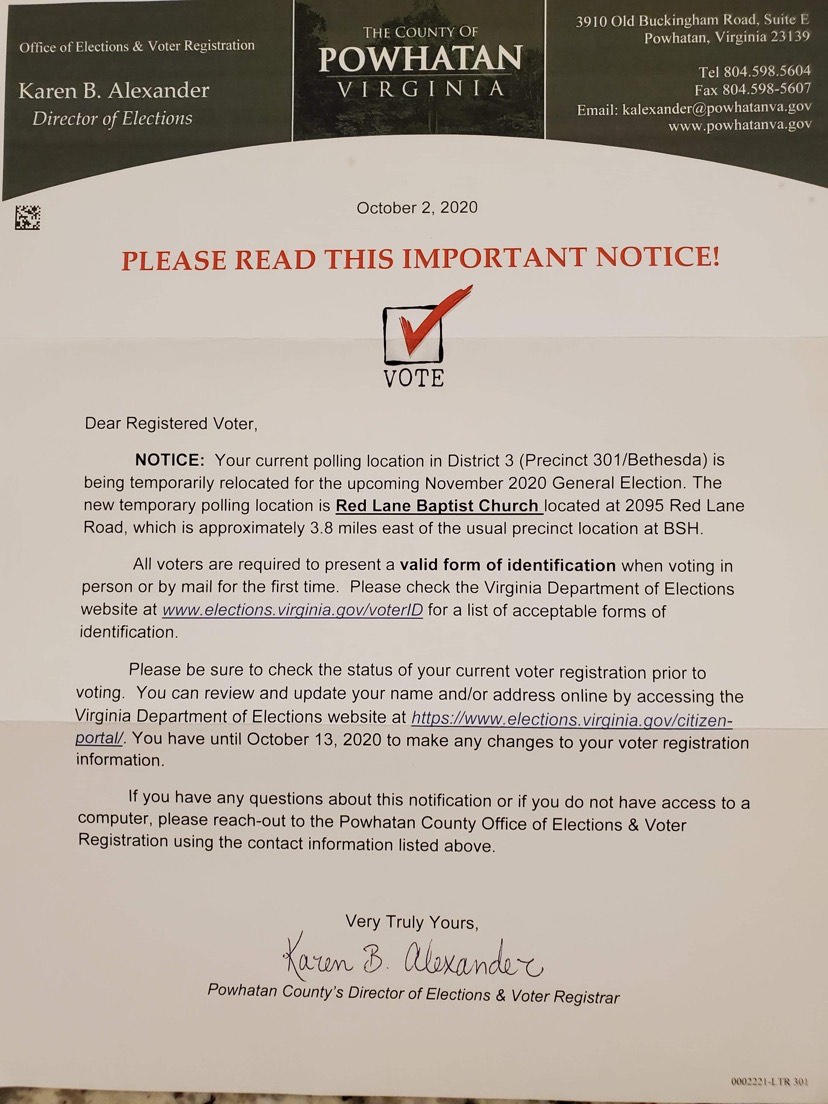 Powhatan elections office says ‘huge’ mailing mistake is confusing