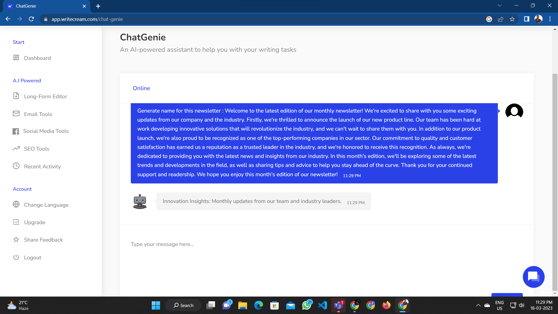 Free Newsletter Name Generator Writecream