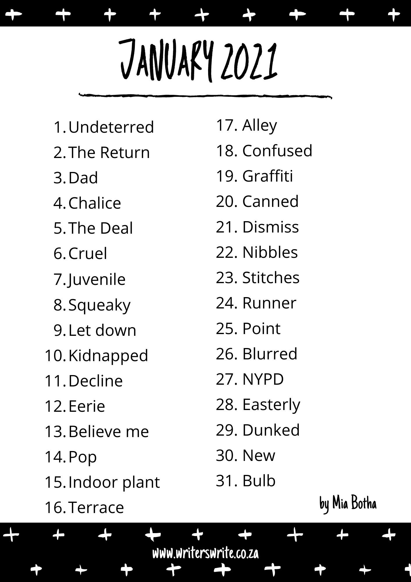 31 Writing Prompts For January 2021 Writers Write