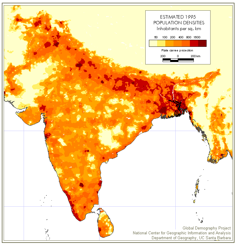 India Population Densities Est. 1995 SIMCenter