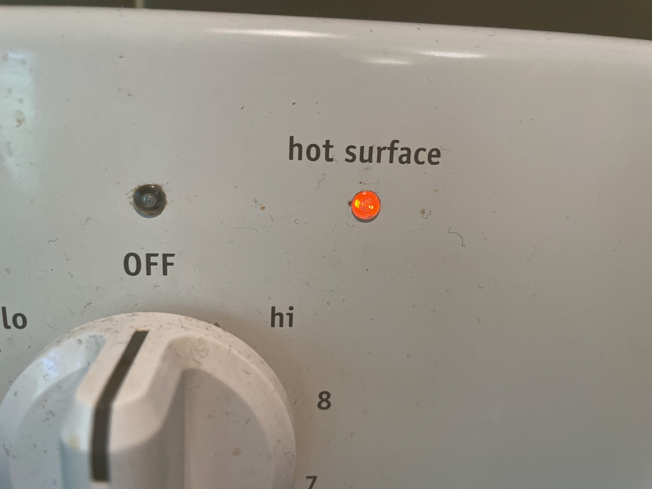 What to do when the hot surface light on the oven stays on WT8P's