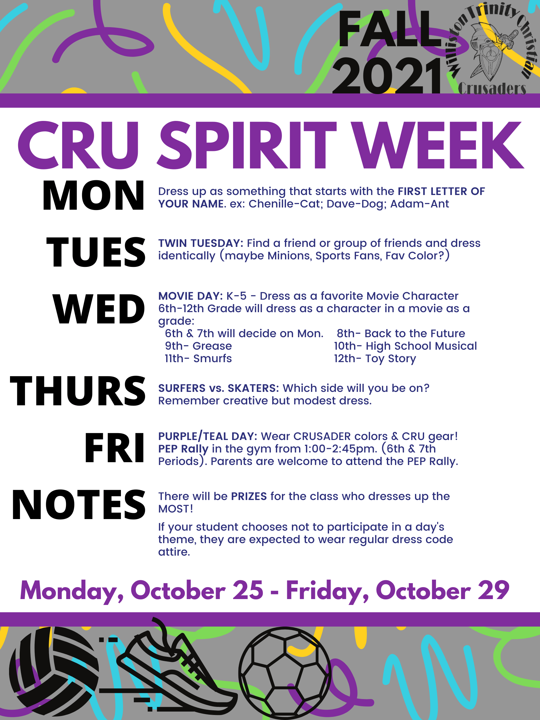 WTCS SPIRIT WEEK 2021 – Williston Trinity Christian School