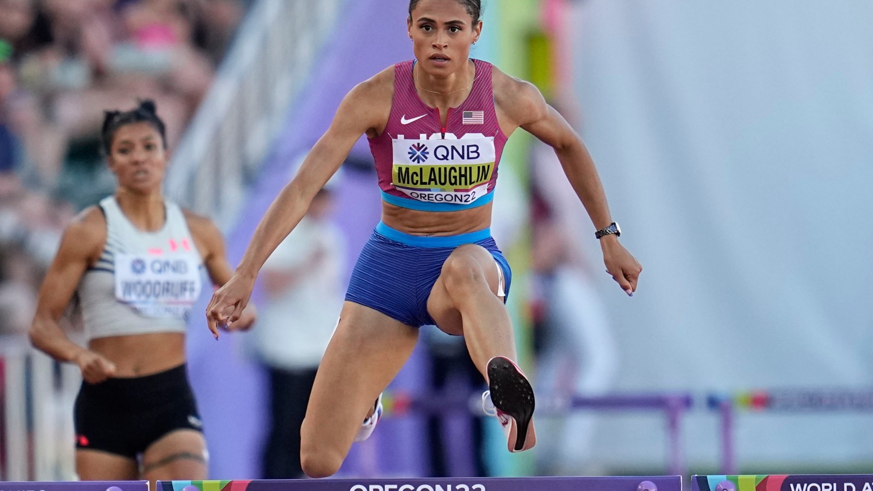 Steeplechaser Jeruto plunges into water after gold at worlds