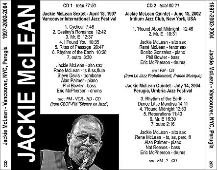 Jackie Mclean – Rhythm Of The Earth (1992, Cd) - Discogs Jmle97&02&04