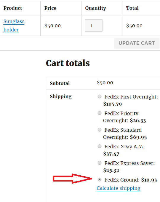 Shipping Set a particular service as default in Cart