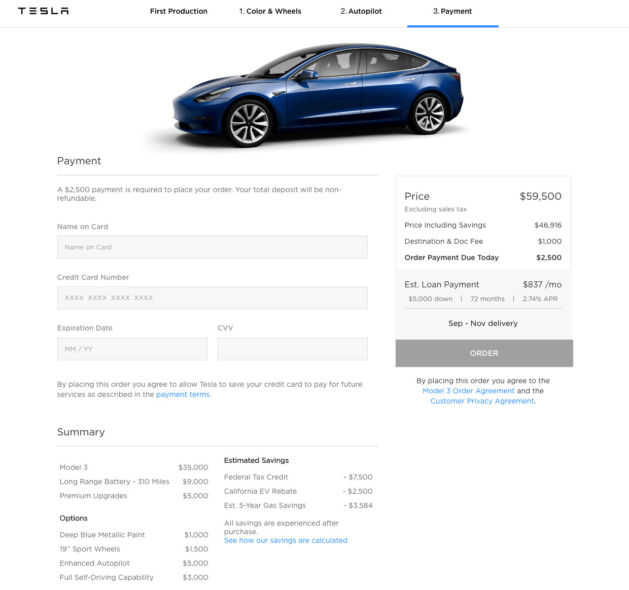 An indepth look at the Tesla Model 3 configurator X Auto