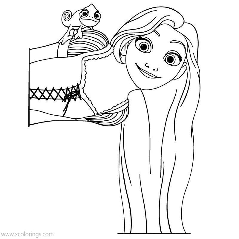 Tangled Coloring Pages Rapunzel and Pascal