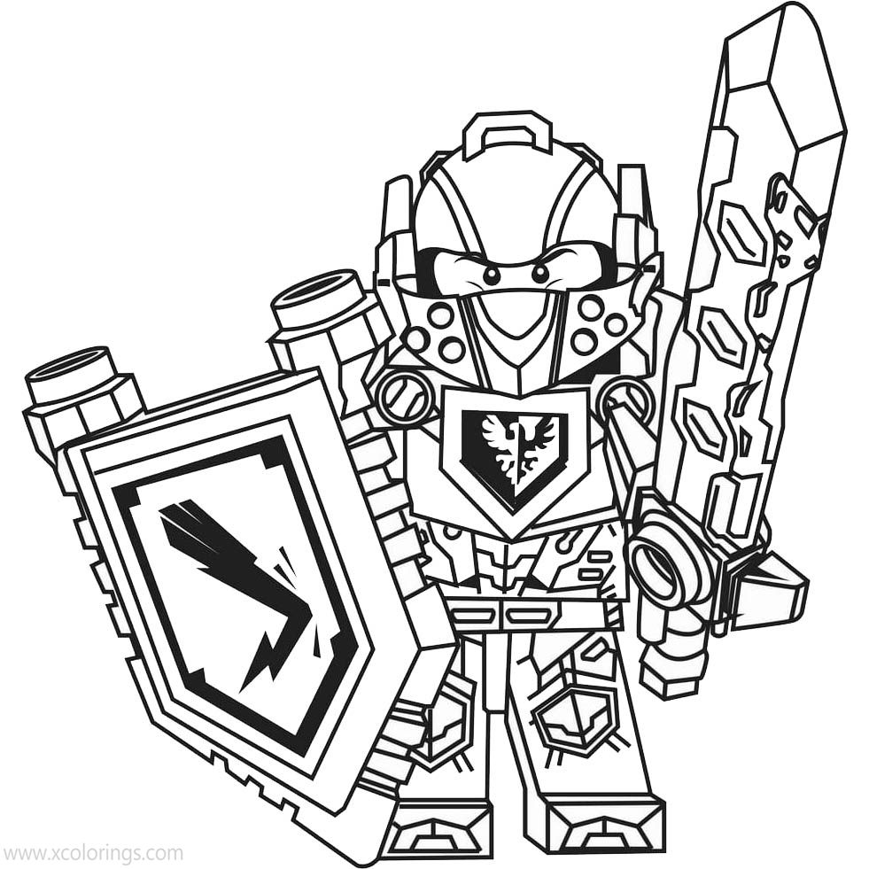 LEGO NEXO Knights Coloring Pages Clay with Weapons